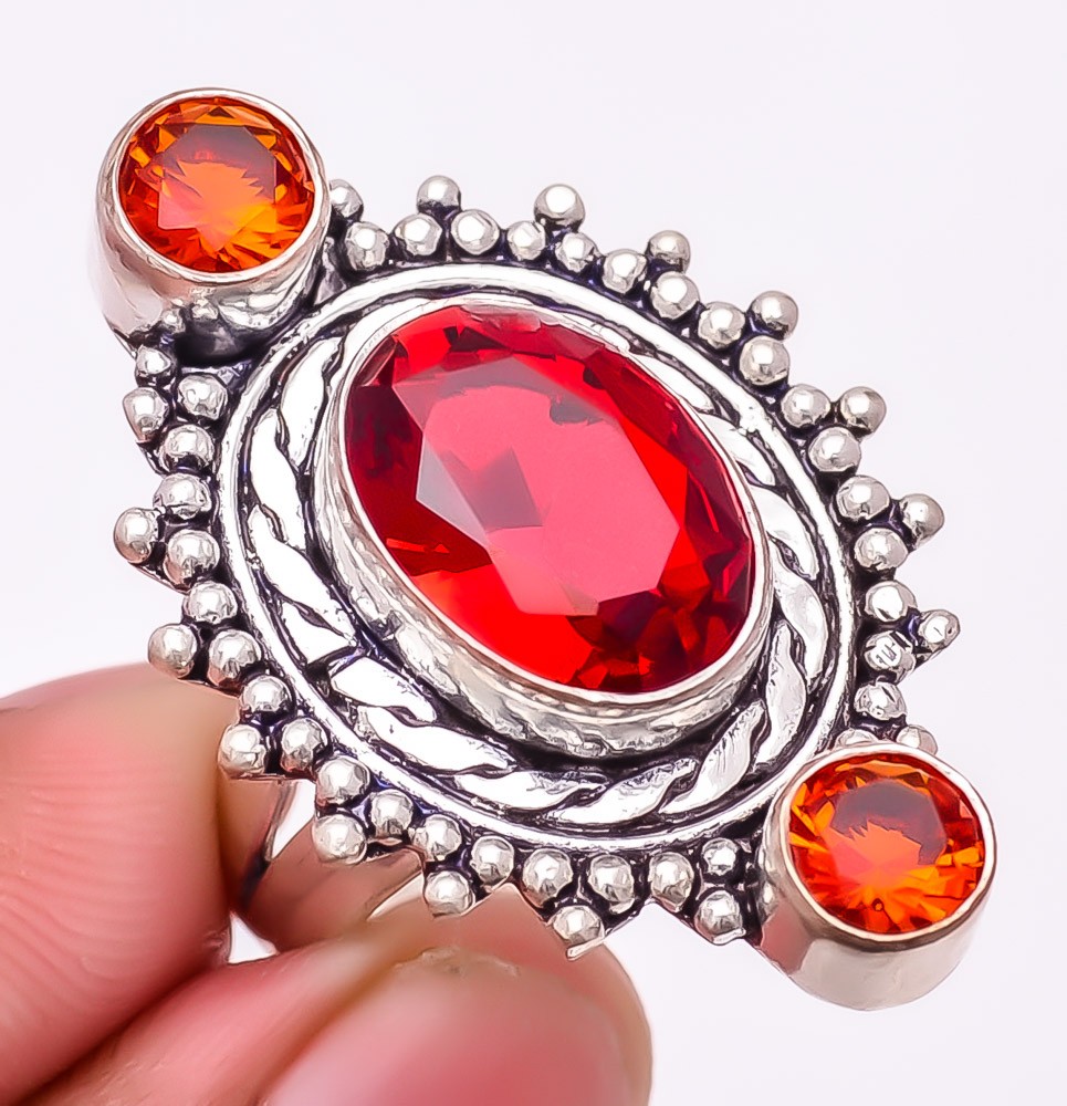 Mozambique Garnet Gemstone 925 Silver Plated Jewelry Ring s.7.5 T2787