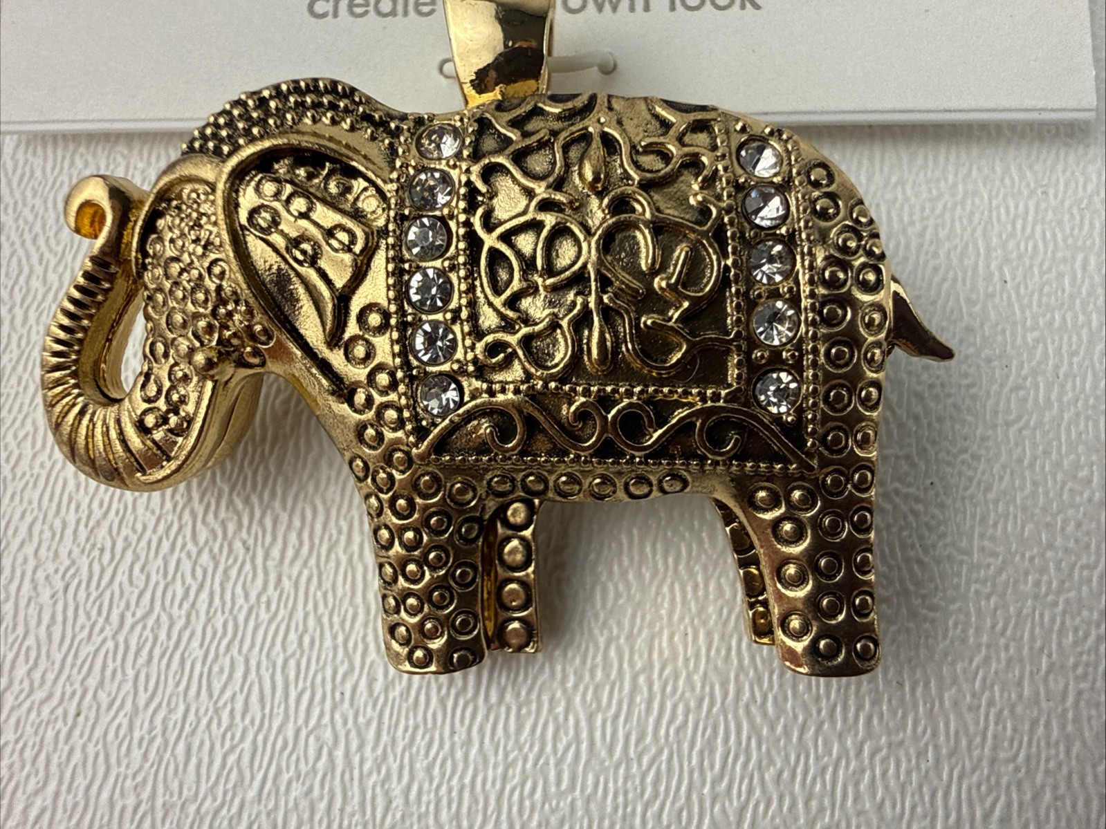 Wearable Art By Roman Gold Tone Elephant Pendant