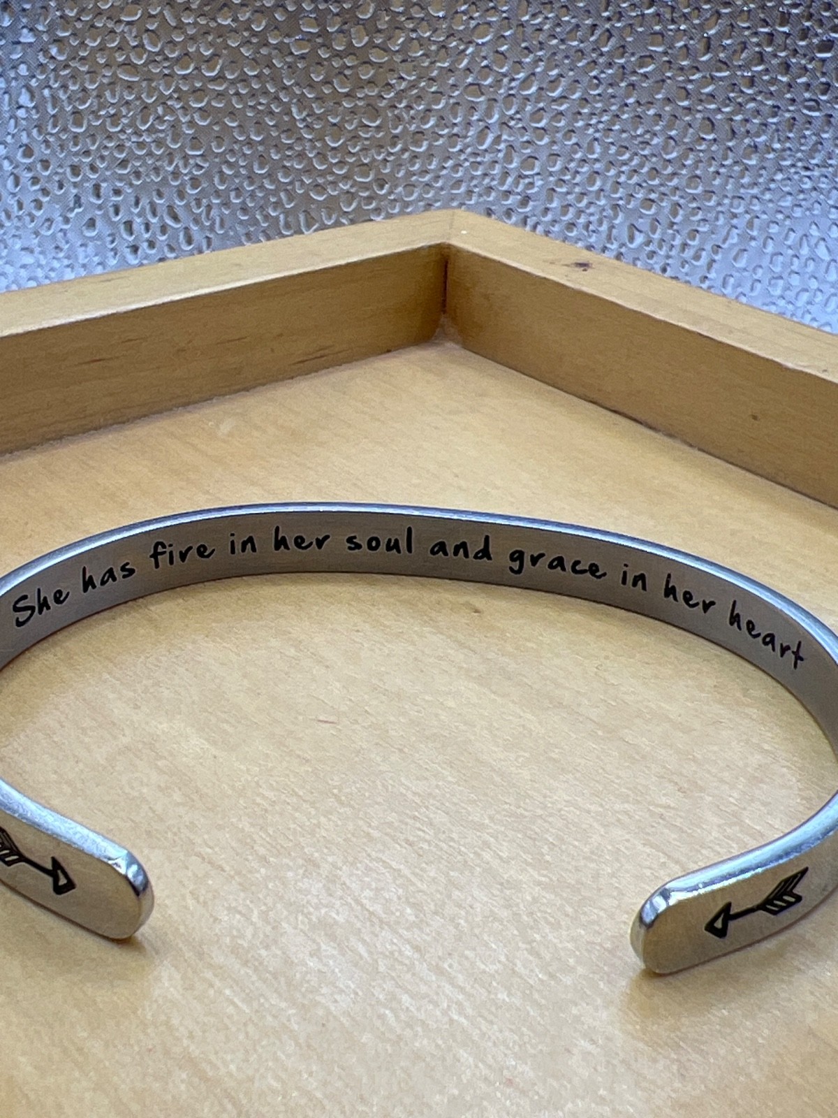 Joycuff Bracelet “She has Fire In Her Soul – – Stainless Steel Silver Tone (e)