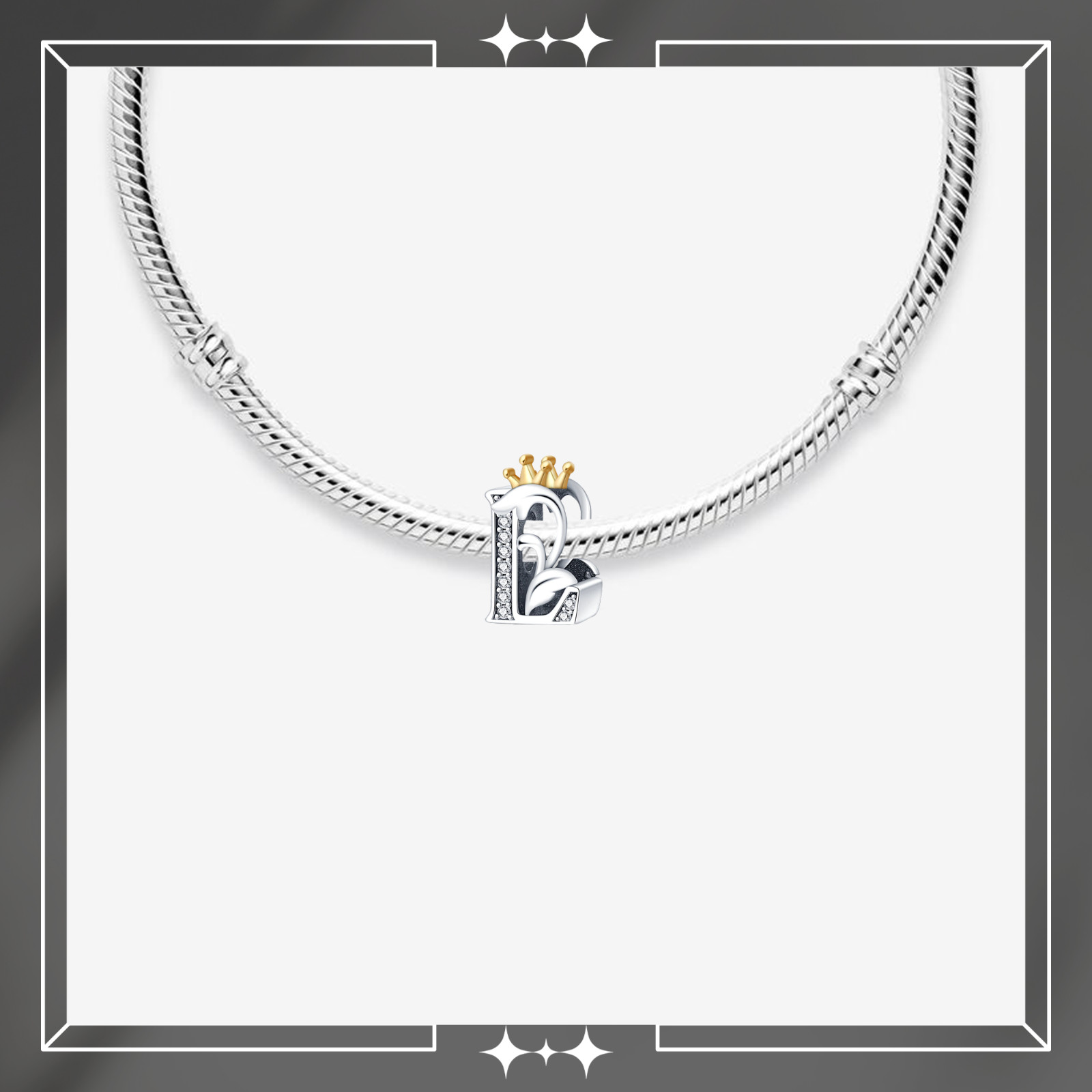 Crown L Letter Charm For Bracelet, L Letter Charm, Crown Letters Charm