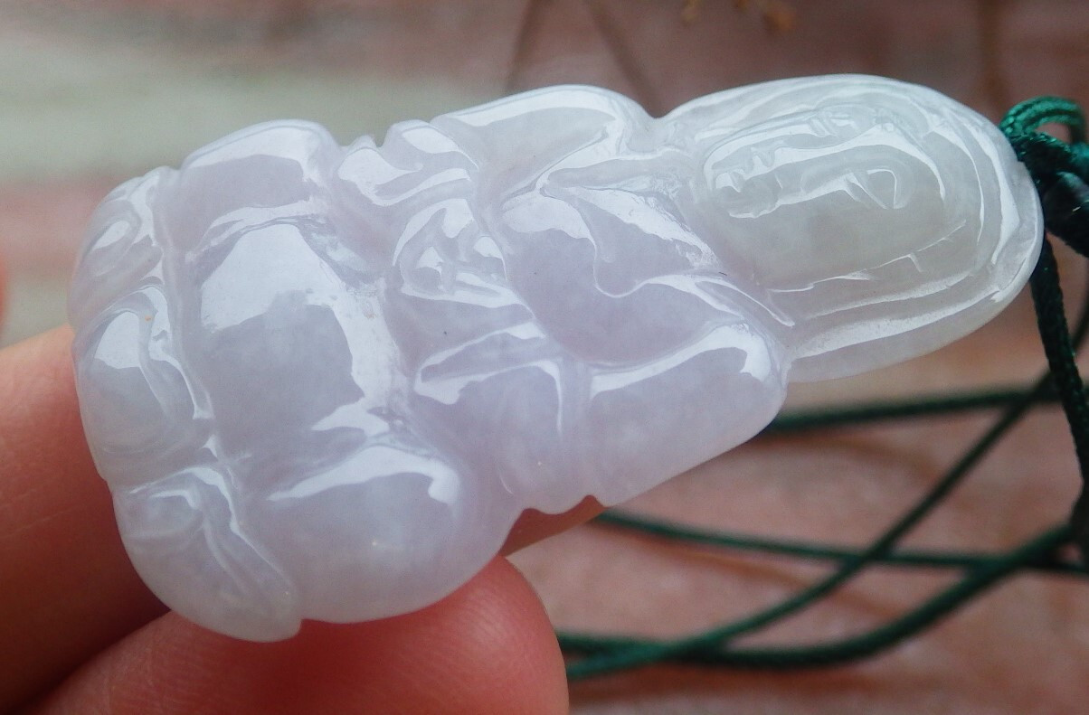 Video Certified Purple Natural A Jade jadeite pendant Guanyin Kwan yin 117263 TS