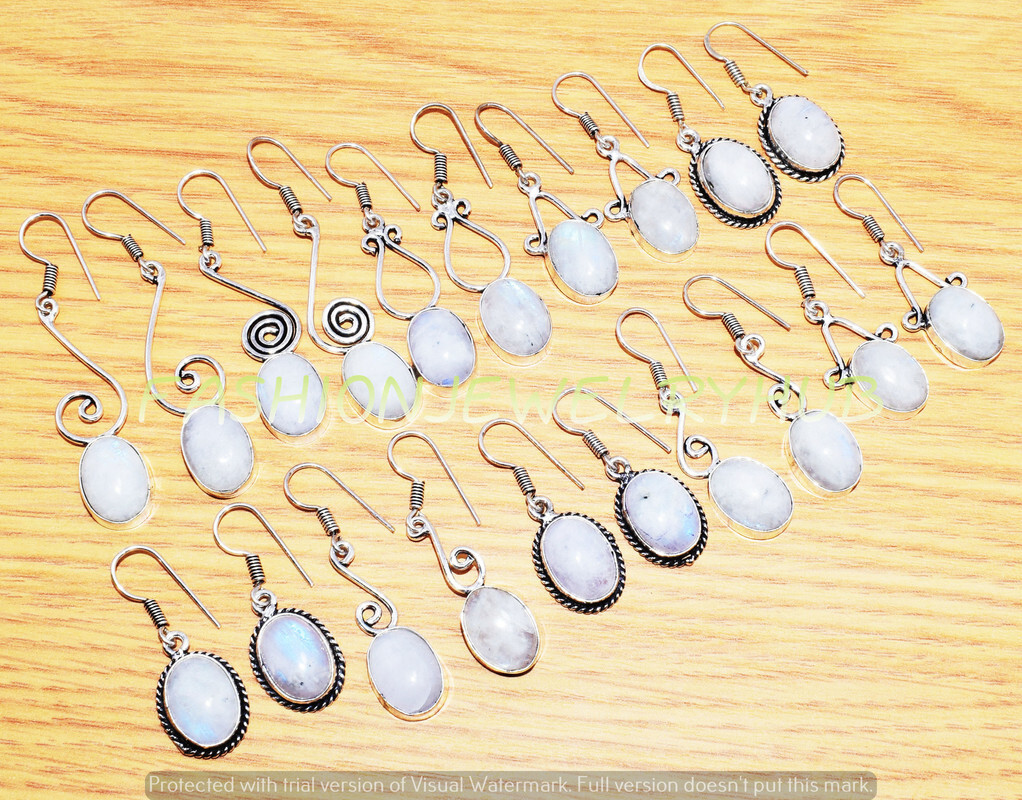 Rainbow Moonstone Gemstone Ethnic Handmade Fashion Earrings 20pcs Lot FE-382