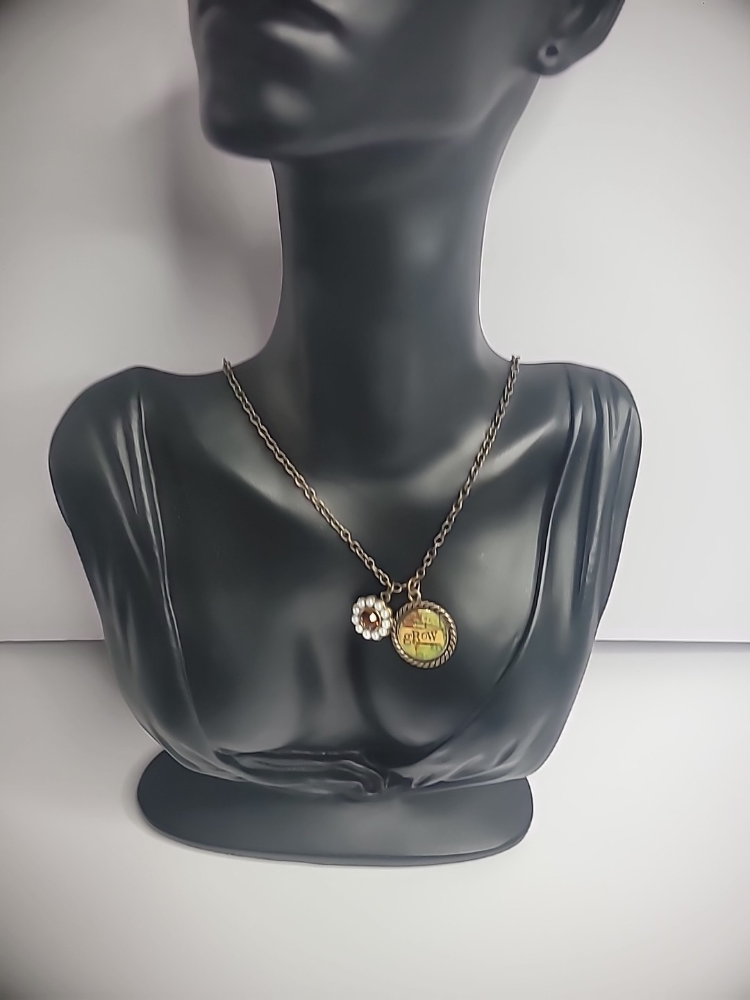 New Demdaco Studio Grow Charm Necklace Gold Tone Charms Beaded Jewelry Costume