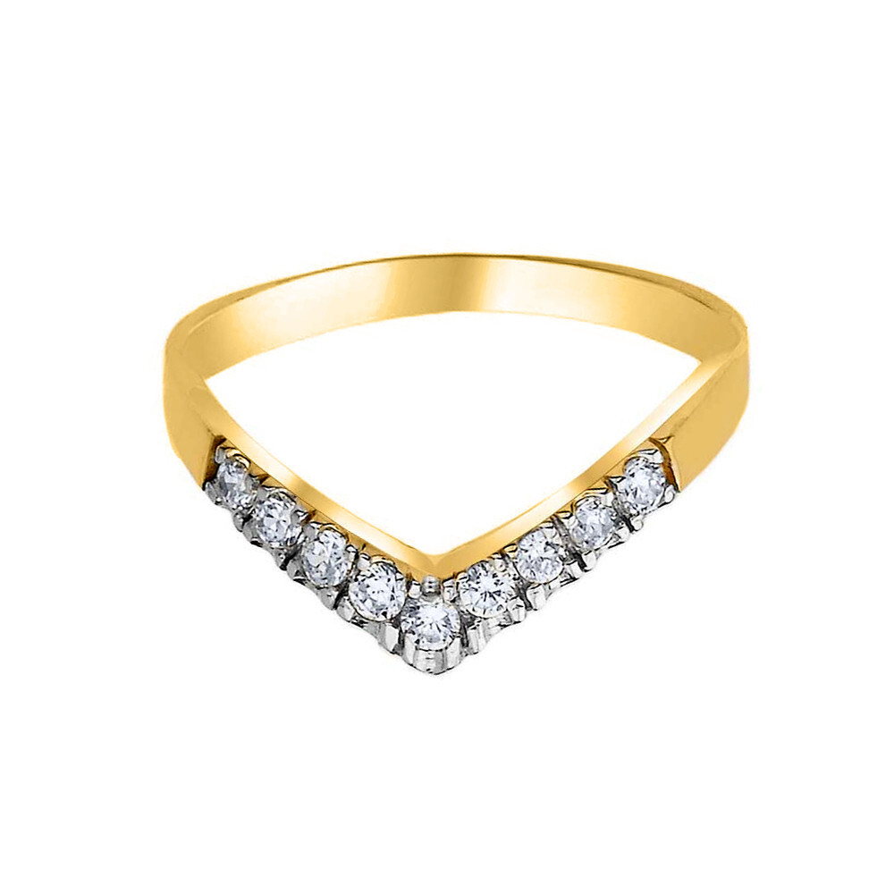 Pave Set Chevron Ring with CZ in Gold (Available in Yellow/Rose/White Gold)