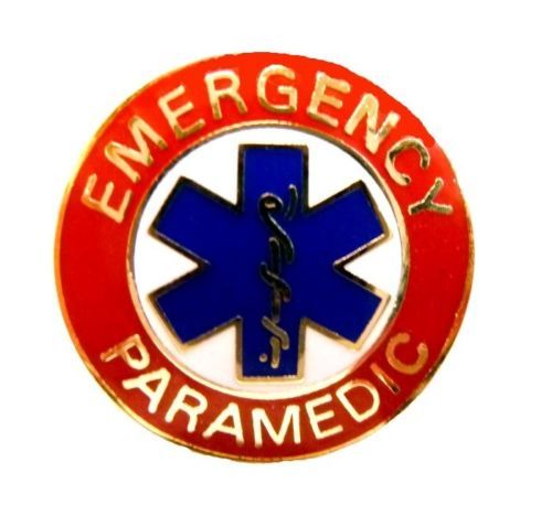 Emergency Paramedic Collar Device Pin Gold Red Blue Star of Life New 64G2 New