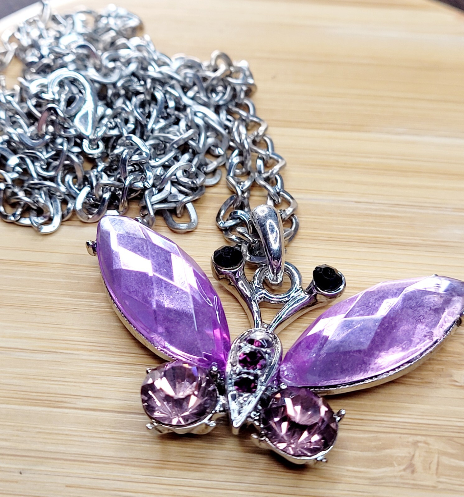Purple Butterfly Pendant Vintage NECKLACE, with Gift Bag, BRAND NEW