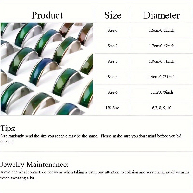 Emotion Sensitive Mood Rings 100pcs Bulk Color Changing Temperature Rings