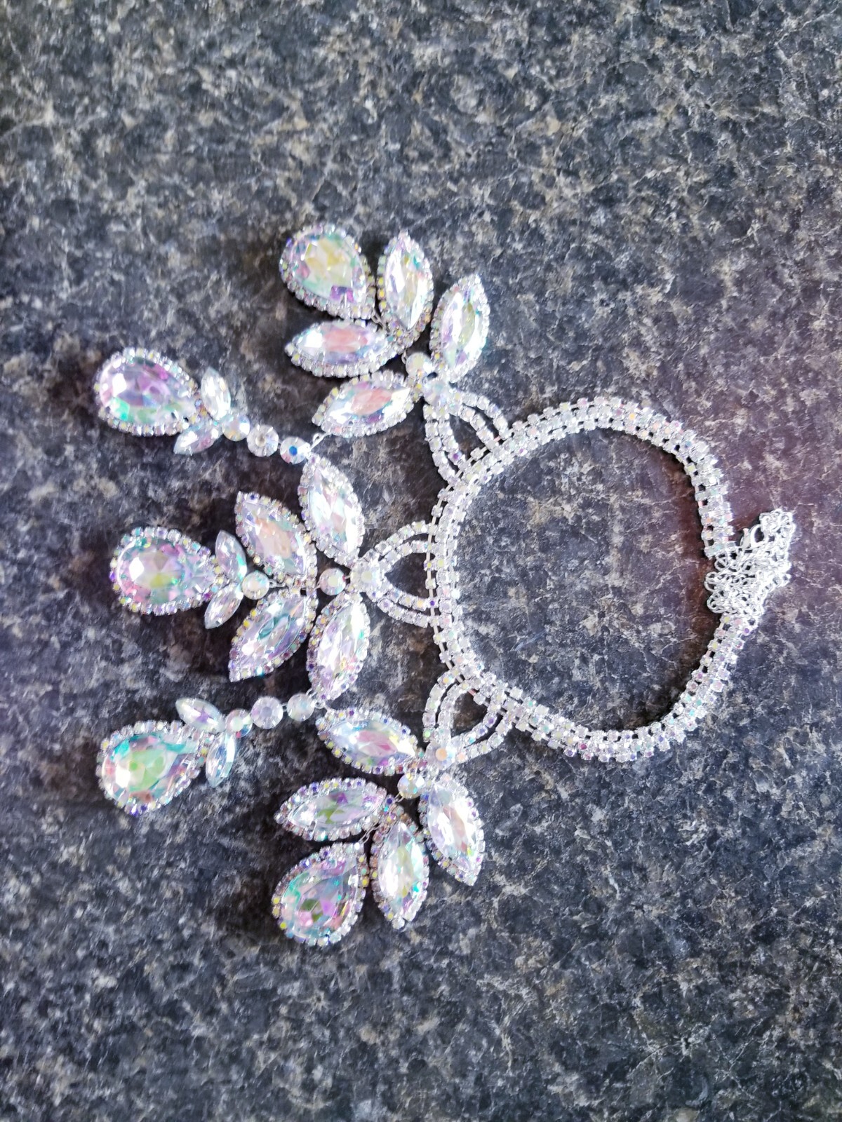 AB Iridescent Choker Rhinestone Crystal Necklace Bridal Prom Pageant