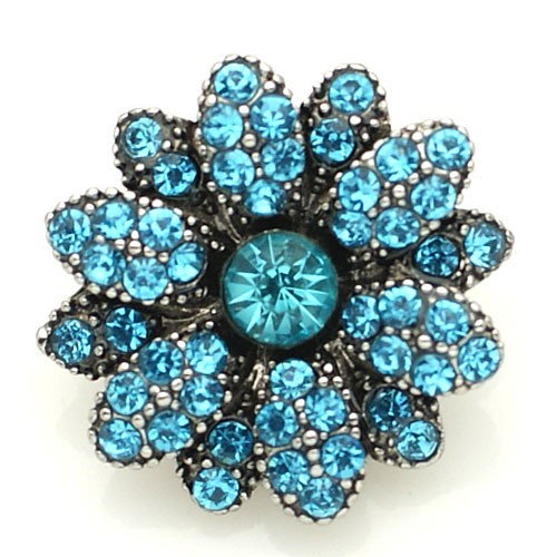Snap Jewelry Rhinestone Flower Silver Base 18-20mm Fits Ginger Charm Accessory