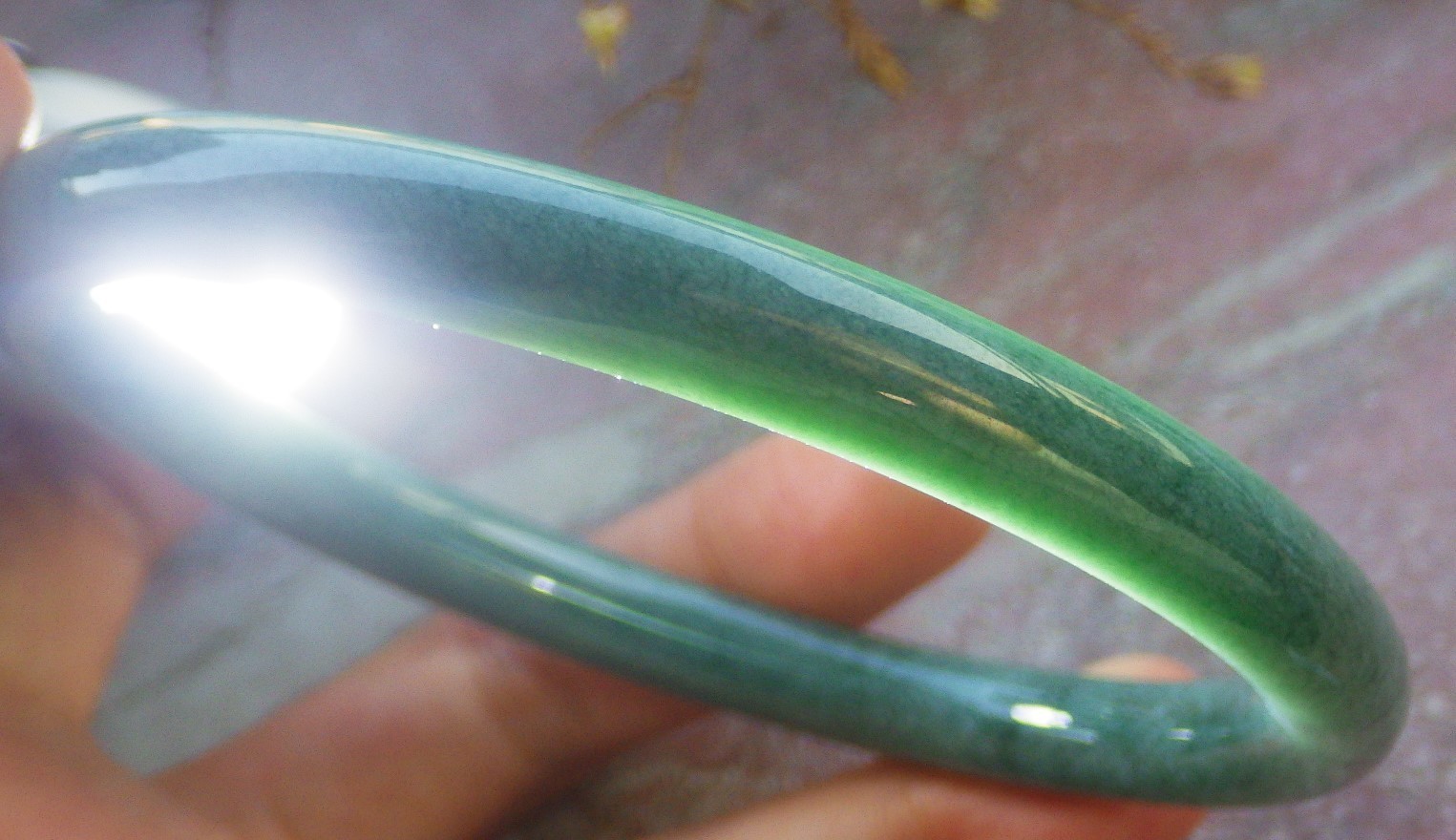 Video Certified Natural A JADE JADEITE Circle Bangle Bracelet 70 mm 134016