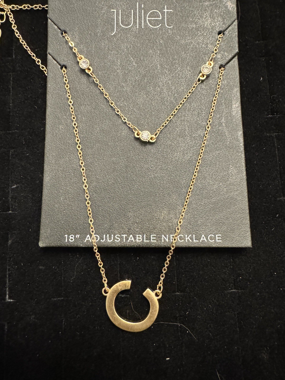 Juliet Gold Tone Open Circle Pendant Necklace 18” Adjustable Minimalist NWT
