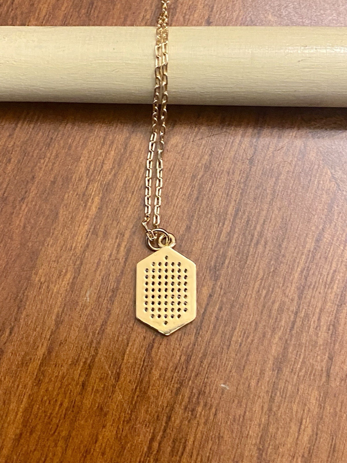 Sterling Yellow CZ Hexagon Pavé Pendant Necklace Size 16in and 2in Extension.