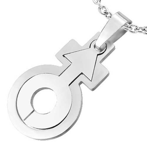 Pride Shack – Male Inside Female Symbol – Bisexual Bi Pride Sectional Pendant