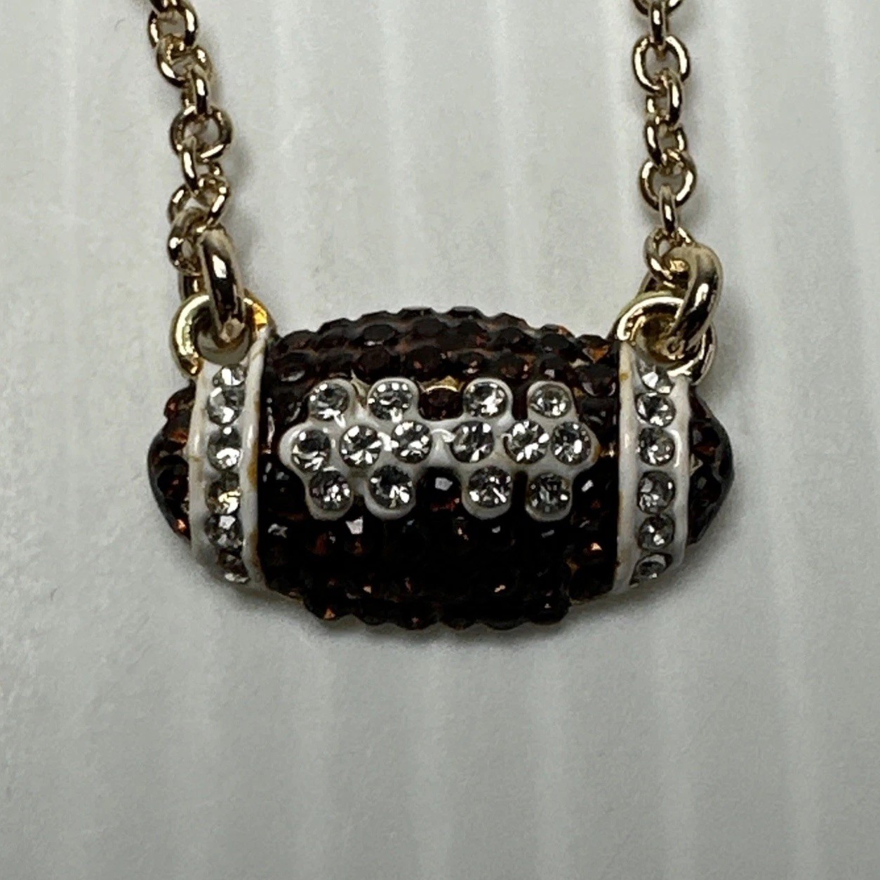 J.crew Pave Football Charm Necklace 16” w/ 2” Extender
