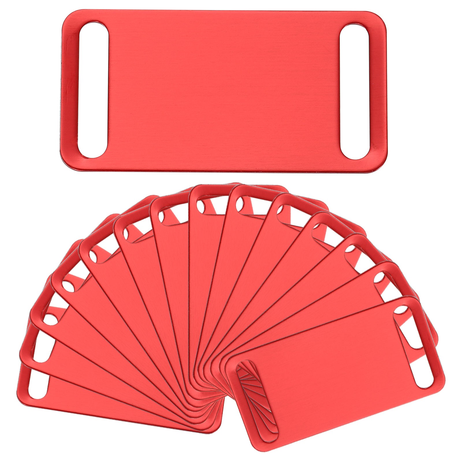 20 Pcs Anodized Aluminum Blank Tags 23 mm Sided Pet ID Stamping Tags, Red
