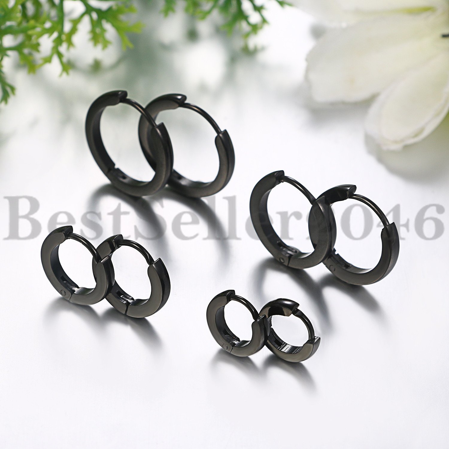 4 Pairs Stainless Steel Small Hinged Huggie Hoop Ear Earrings 7-14mm Women Men