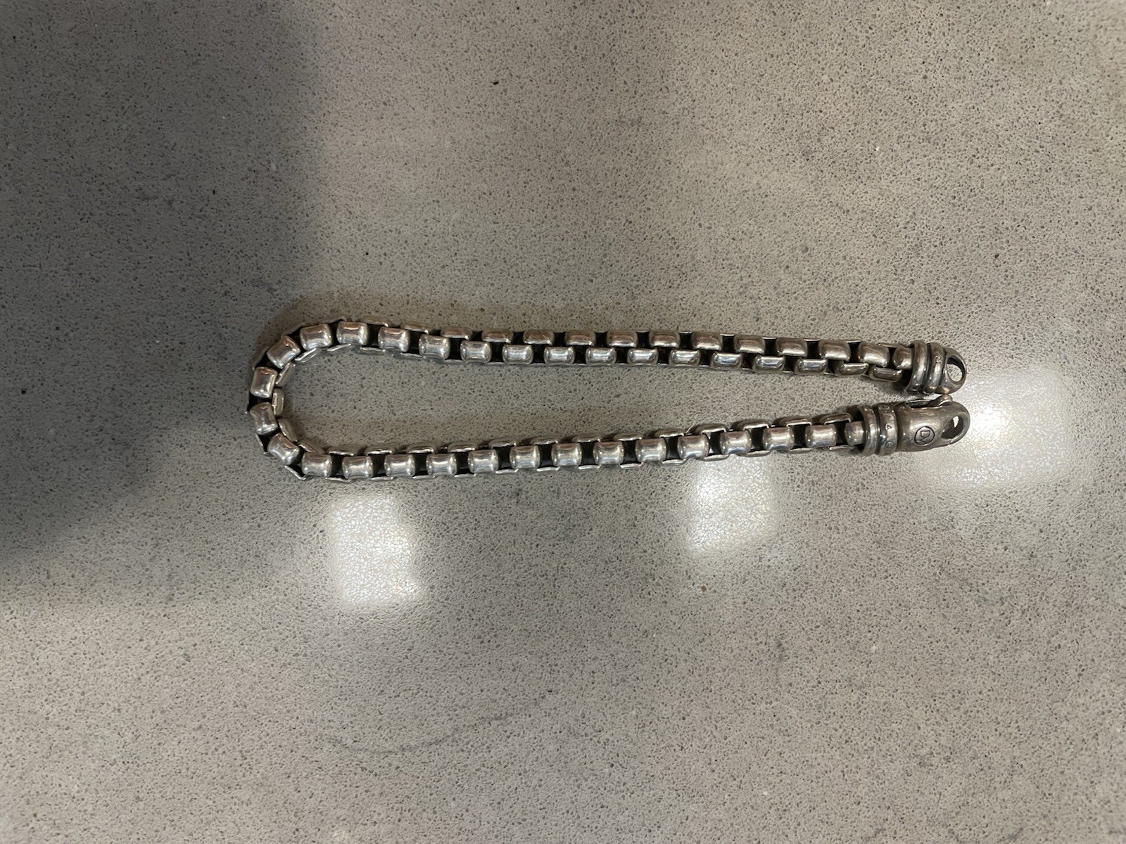 David Yurman Signed 925 Sterling Silver Box Chain Bracelet 8 in Lobster
