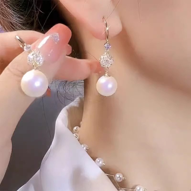925 Silver Pearl Zircon Butterfly Tassel Earrings Stud Drop Dangle Women Jewelry