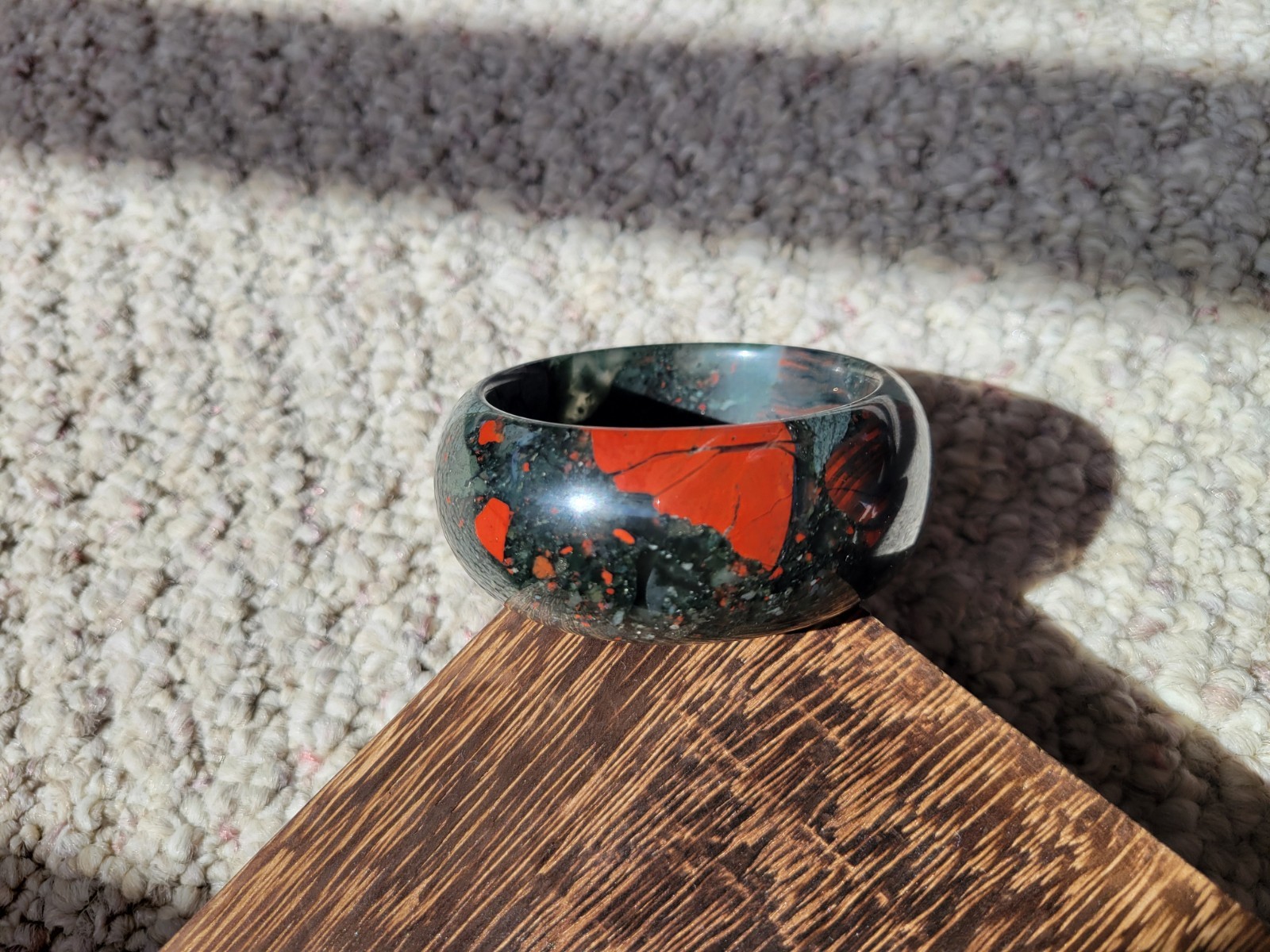 Natural Dragon Blood Jasper Stone Quartz Bangle 56mm Bracelet Heliotrope