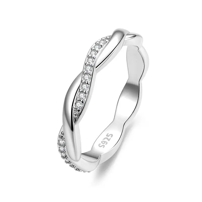 Wedding Band Rings for Women 925 Sterling Silver AAA Zircon Stackable Engagement