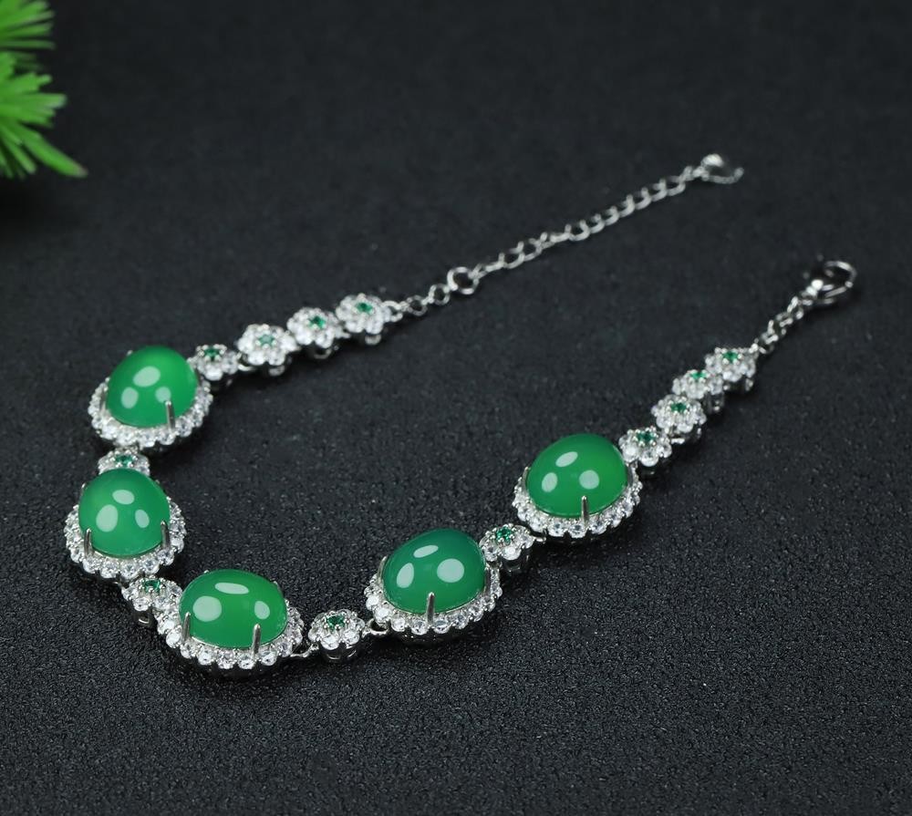 Girl Grandma Mothers Lady Women Green Jade Beads Bracelet Jewelry Gift Box DD297