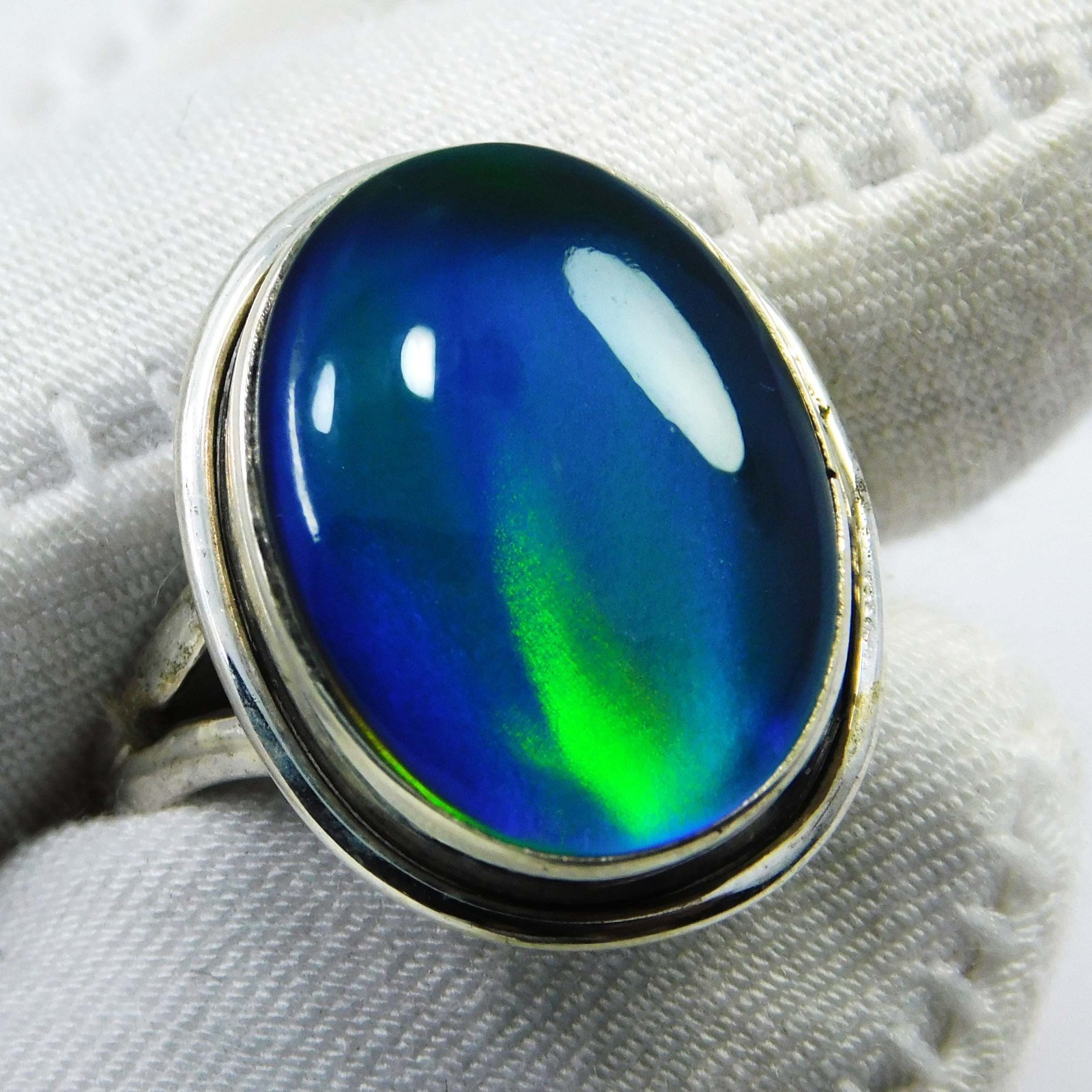 Natural Aurora Opal 16x12mm 925 Sterling Silver Ring Fine Jewelry Gift for Self