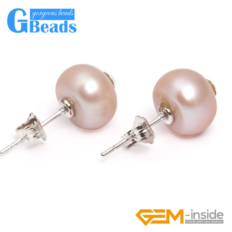 Earrings Women Natural Cultured Freshwater Pearls Sliver Plated Stud Jewelry