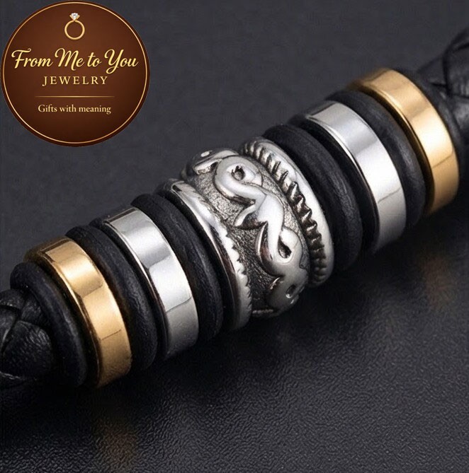 To My Grandson Leather Bracelet For Birthday Christmas Graduation Love You Gift