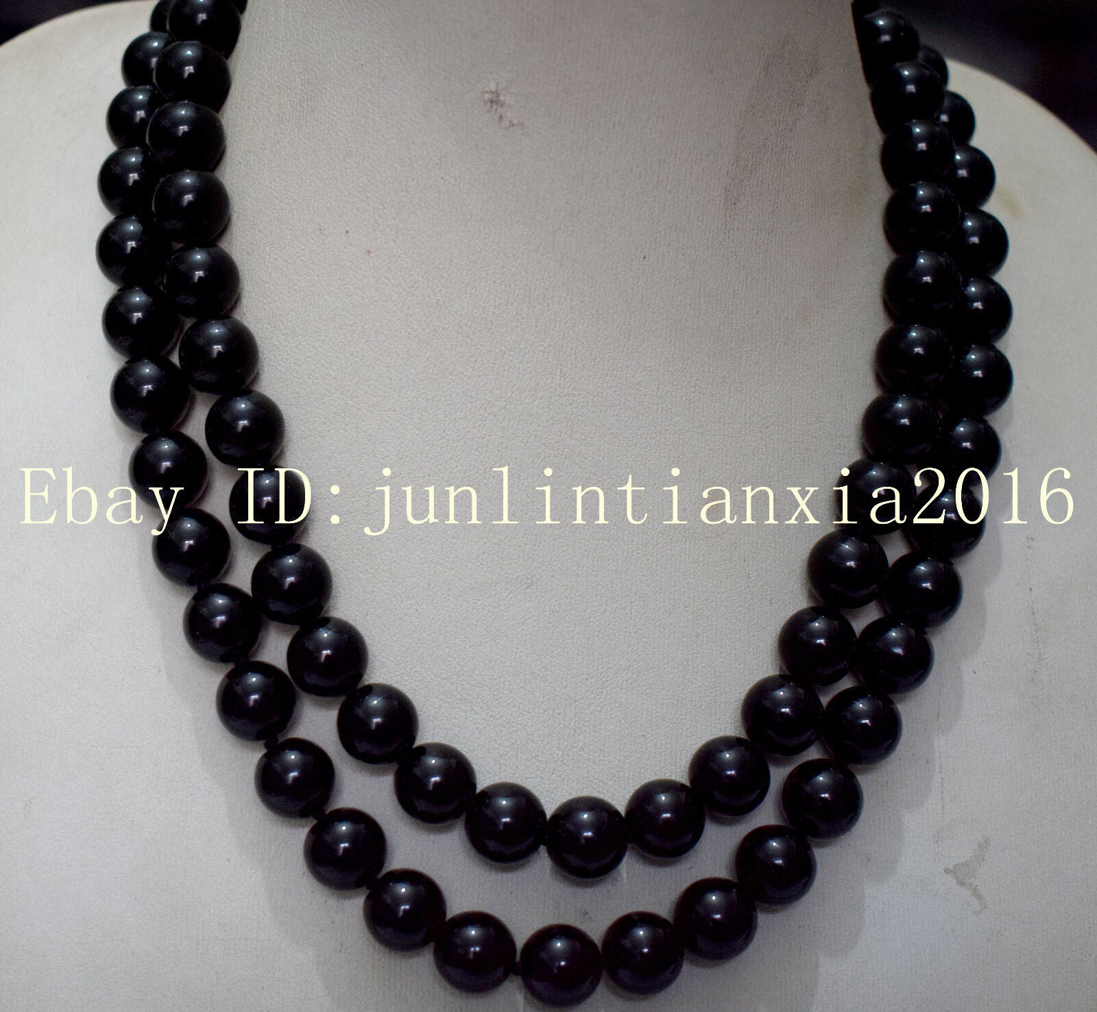 Natural 8mm-14mm Black Agate Onyx Gemstone Round Beads Necklace 24”-100” AAA