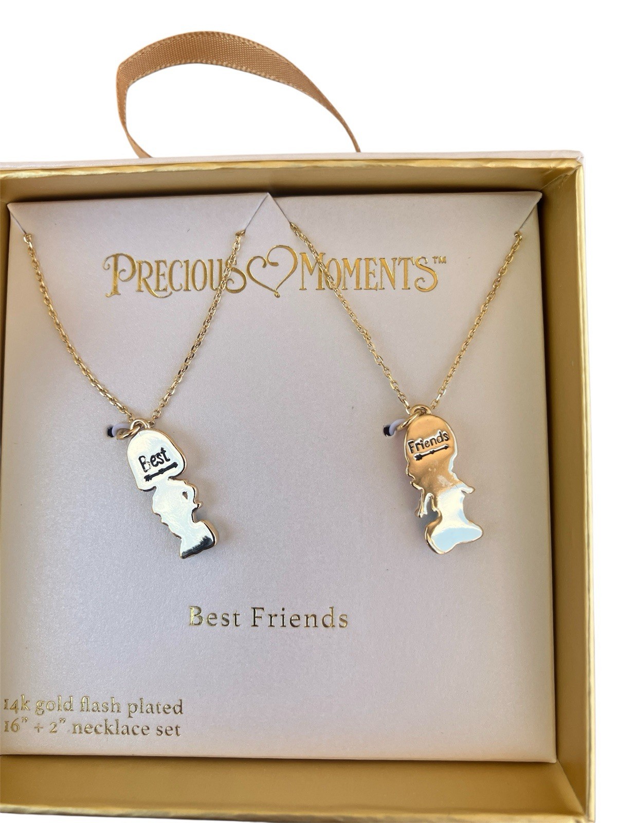 Precious Moments 14k Gold Flash Plated Best Friends Pendant Necklace Set