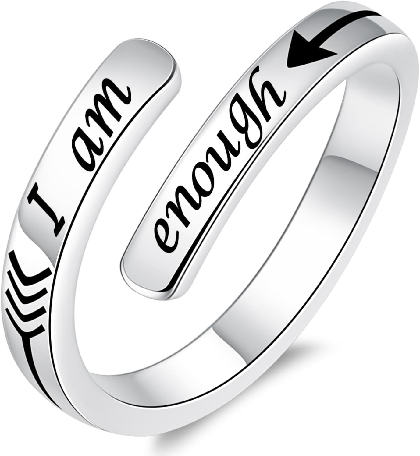 Silver Adjustable Ring Inspirational Jewelry S925 Sterling Wrap Open Ring for Wo