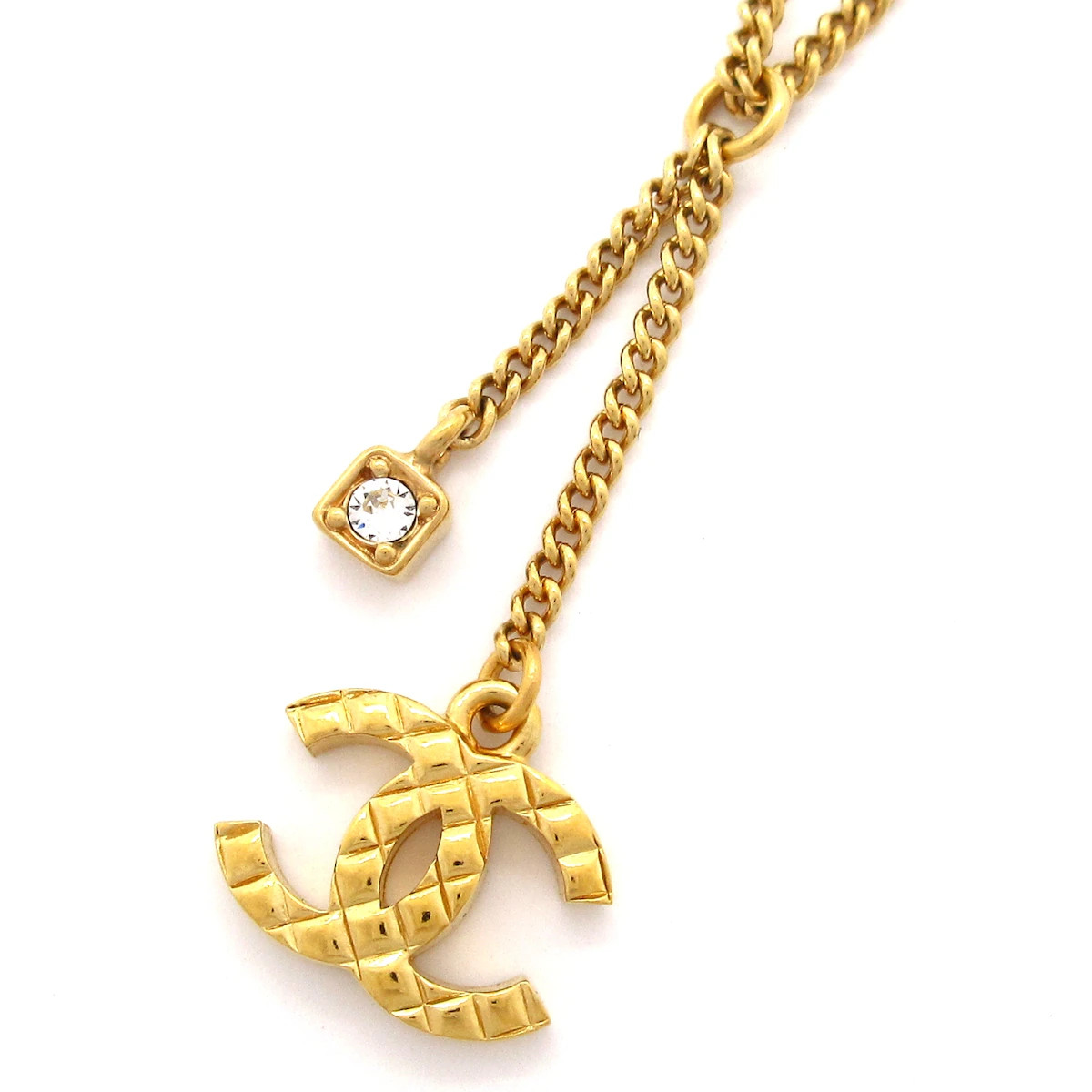 CHANEL Coco Gold Clear Hardware Rhinestones Necklace