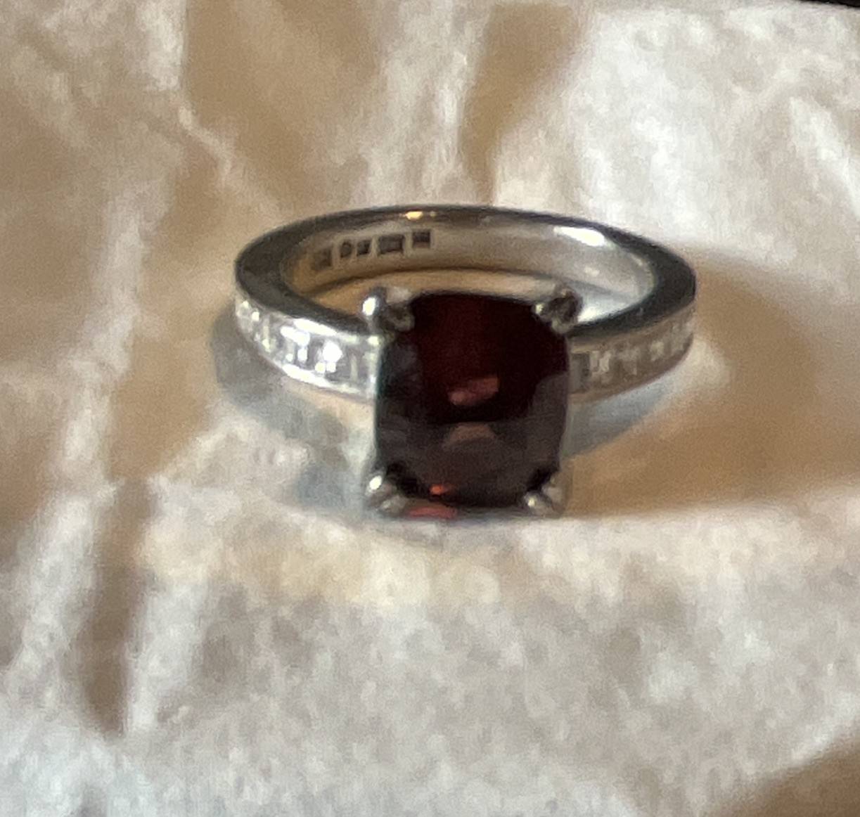 GIA 5.01 C Natural Unheated Spinel & Diamond Ring in 18K White Gold size 7.75