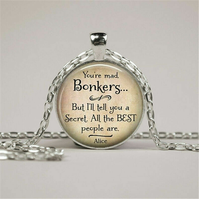 ALICE QUOTE WONDERLAND pendant 925 Sterling Silver 24″ necklace women female