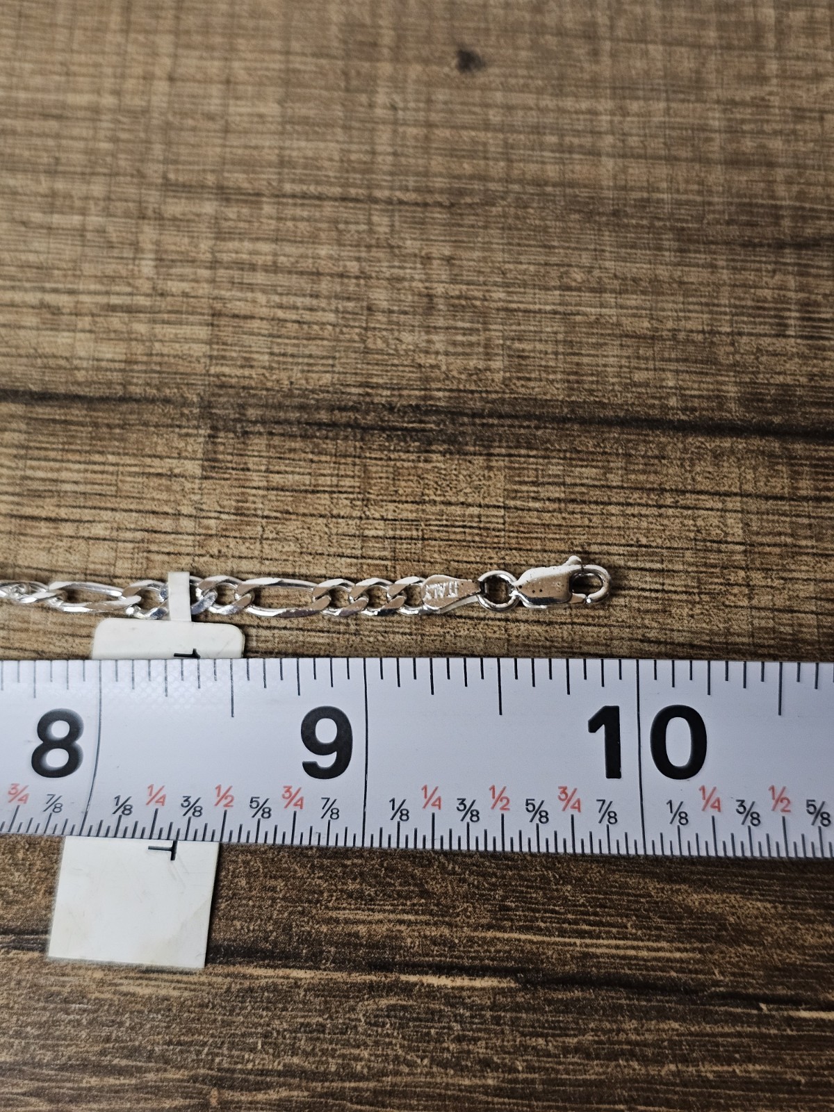 10″ Ankle Bracelet Figaro Style Italian Sterling Silver 4mm Italy 925 New