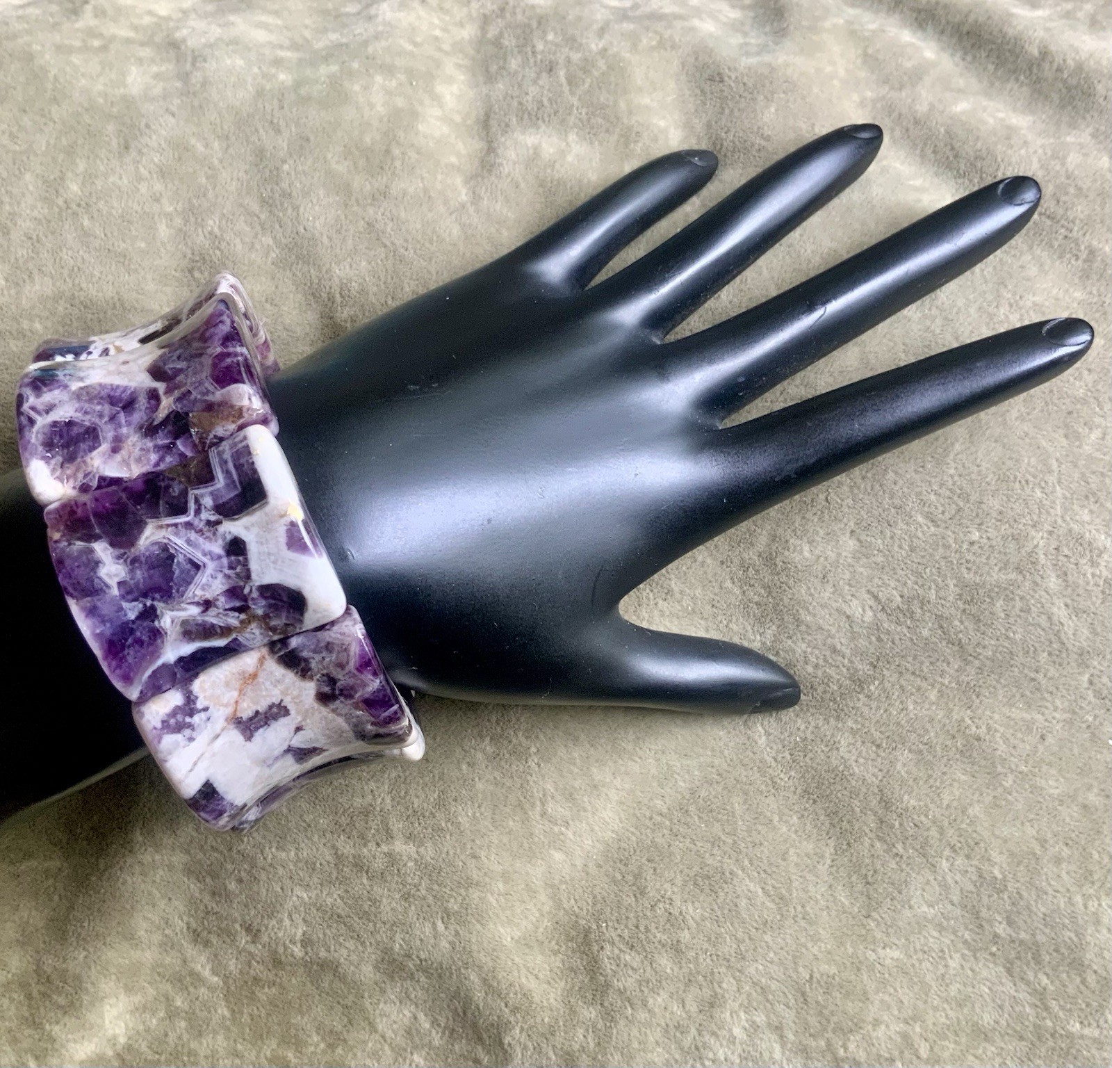 Cultural Marble Panel Stretch Bracelet Fits 6.5” to 7” Heavy 133.5g Gorgeous