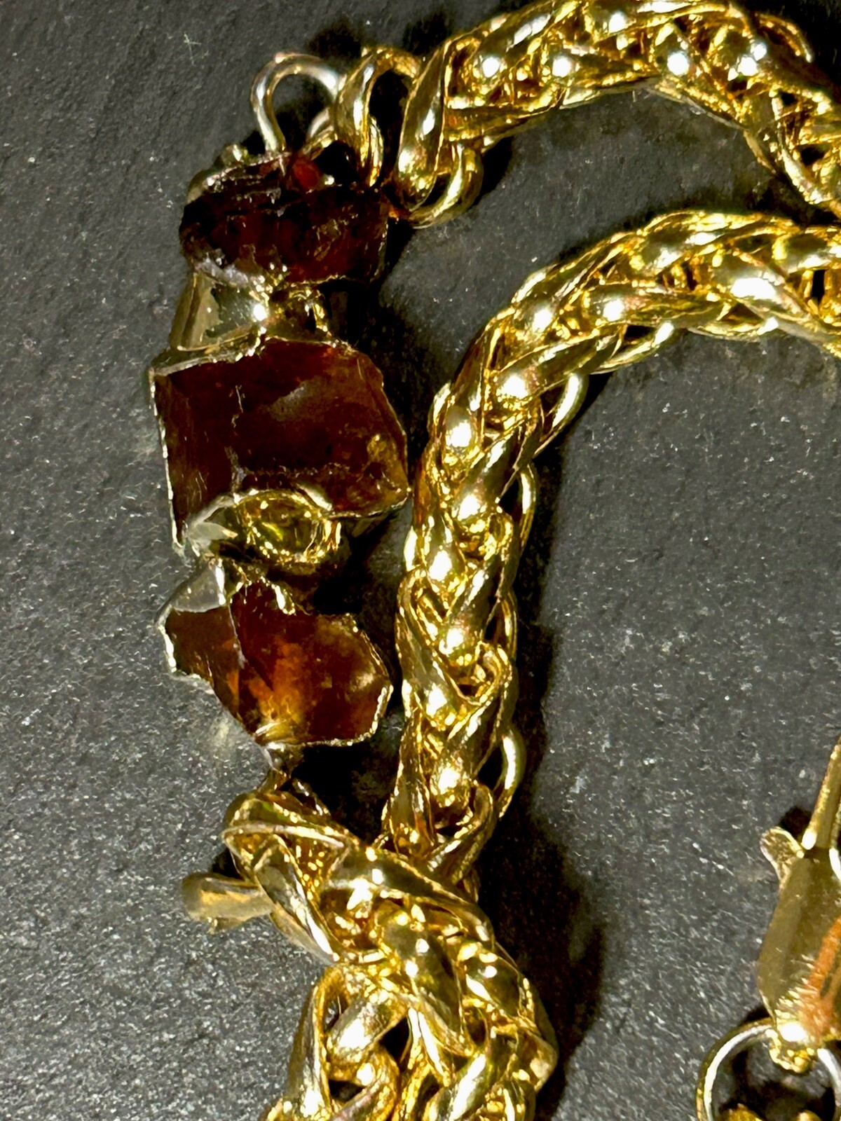 18k Gold Plated 925 Sterling Silver & Raw Citrine gems bracelet Italy Mia Fiore