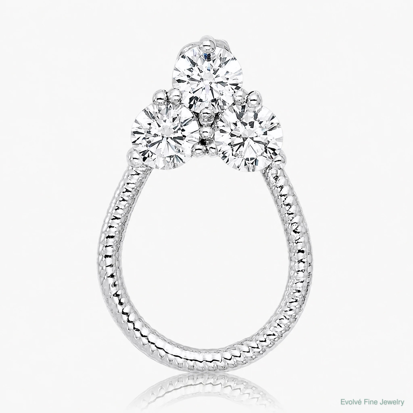 Sterling Silver Rhodium-Plated CZ Textured Chain Slide Pendant