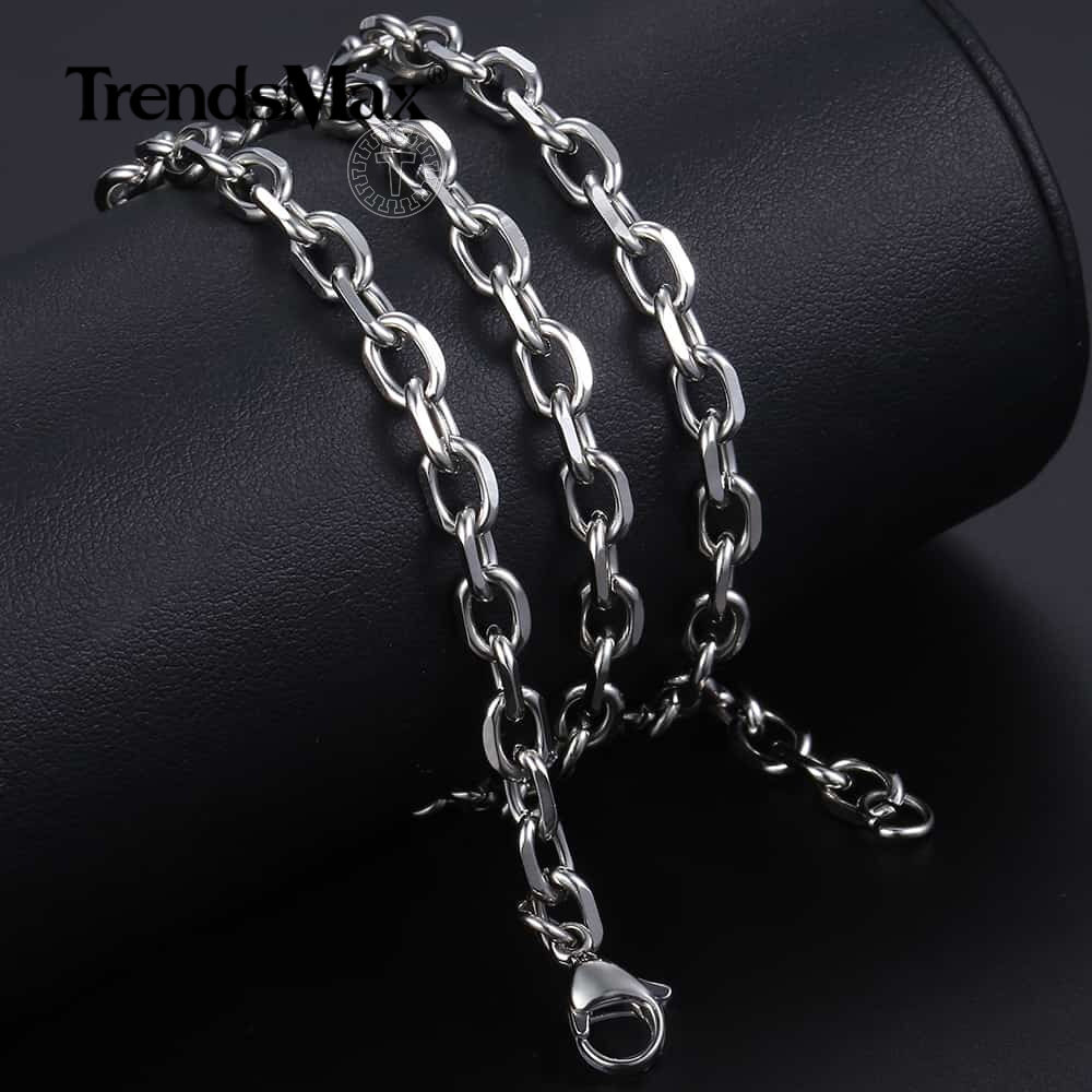 6mm Mens Chain Silver Tone Stainless Steel Necklace Cable Link Jewelry 18″-26″