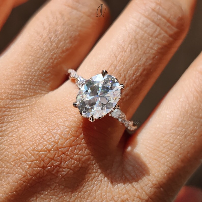 Gold Moissanite Engagement Ring Handmade Ring For Her Womens Ring Bridal Ring