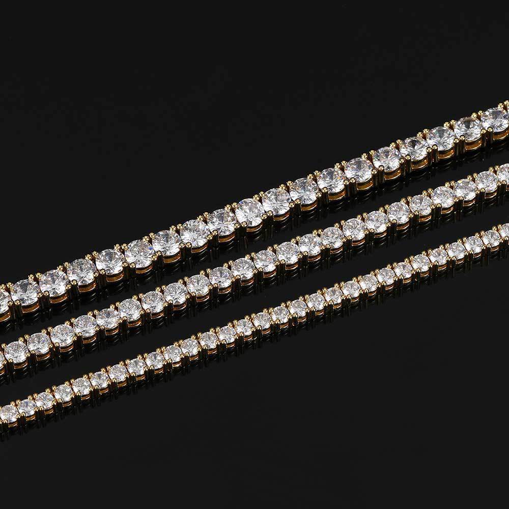 3/4/5MM Premium Iced Out 5A CZ Tennis Necklace bracelet VVS1 Clarity