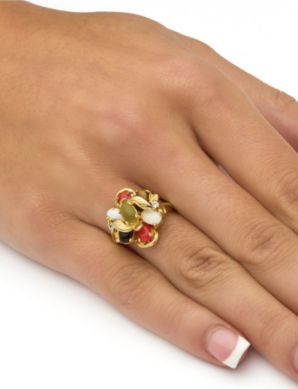 PalmBeach Jewelry by SETA Ring Genuine Gemstone Cluster