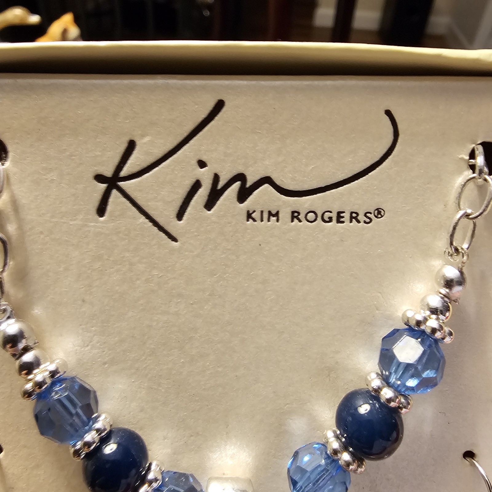 Kim Rogers Signed Blue Green Pendant Necklace & Earrings Enamel Set