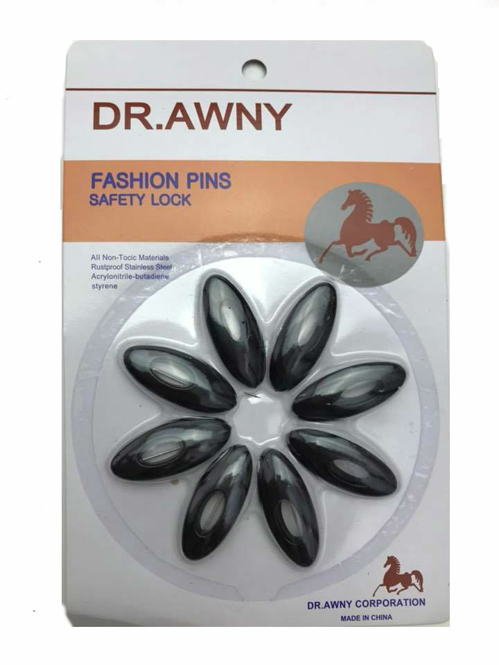 2x 8pc PIN SNAG FREE BLACK SAFETY PINS HIJAB SCARF BROOCH
