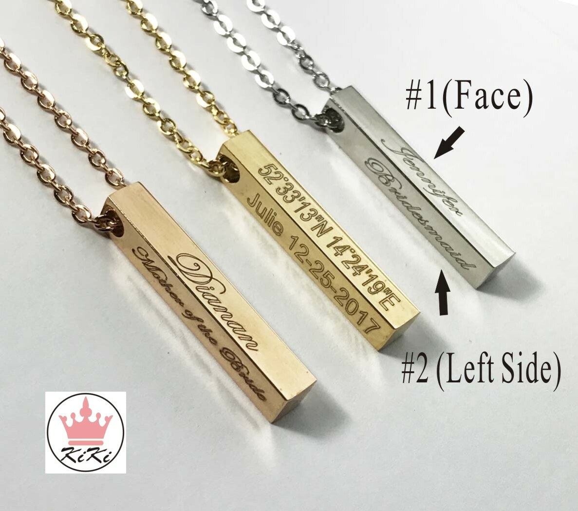 Engraved Custom Personalized Coordinates GPS Bar Necklace Custom Jewelry Pendant