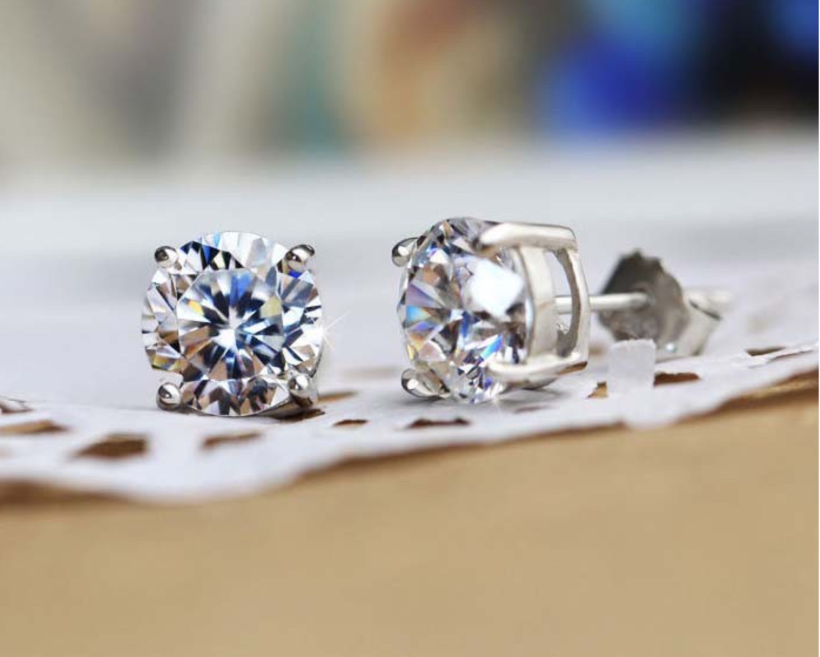 2CT Created Diamond 14K White Gold Round Cut Screw-back Stud Earrings