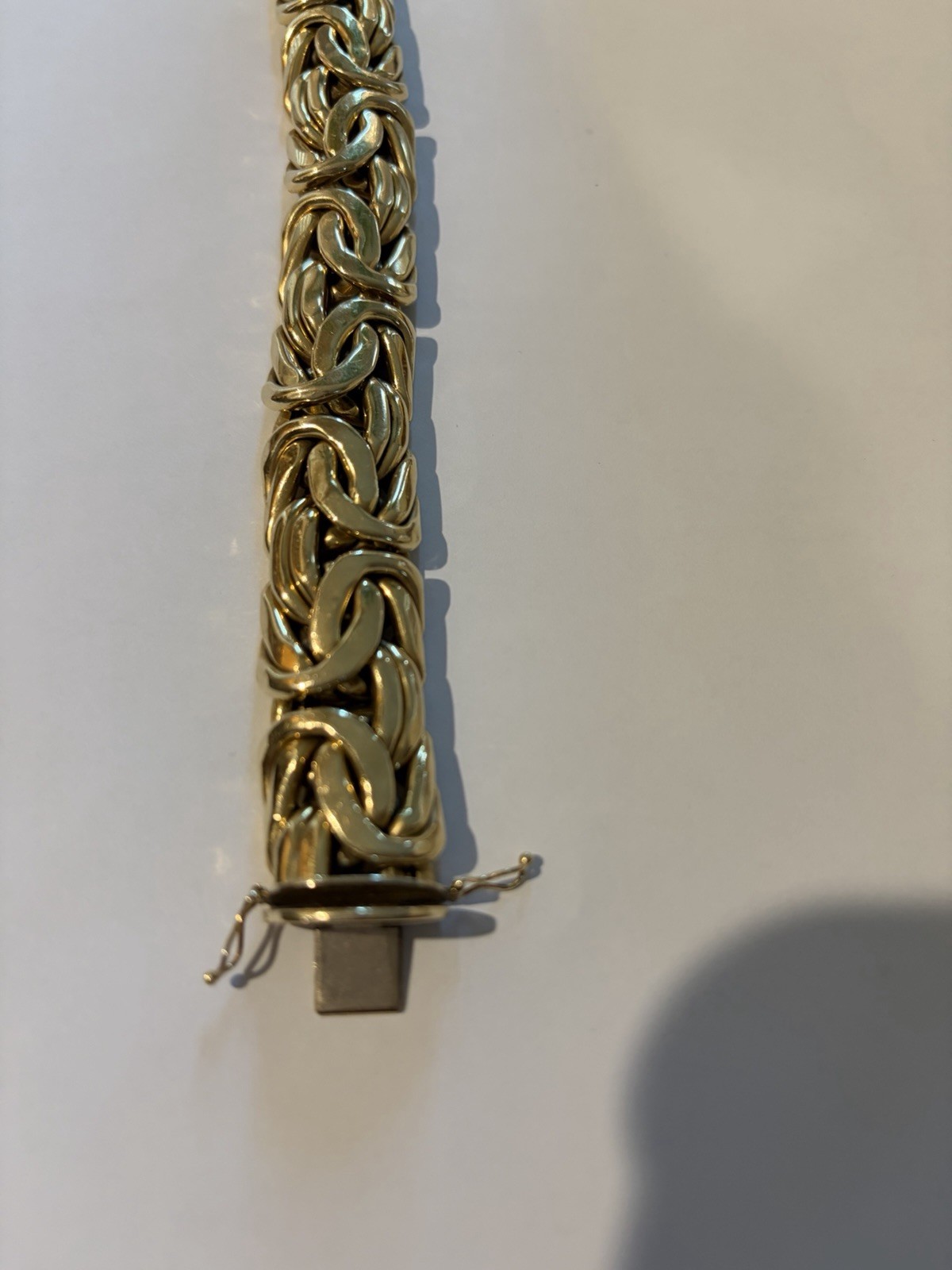 Italian 14k Byzantine Chain Link Bracelet, Metal, Box Clasp, 18in