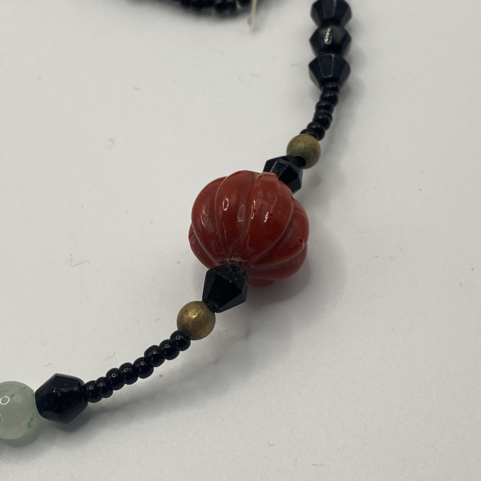 Black Glass Beaded Station Necklace Floral Multicolor Lampwork 50 In Jewelry