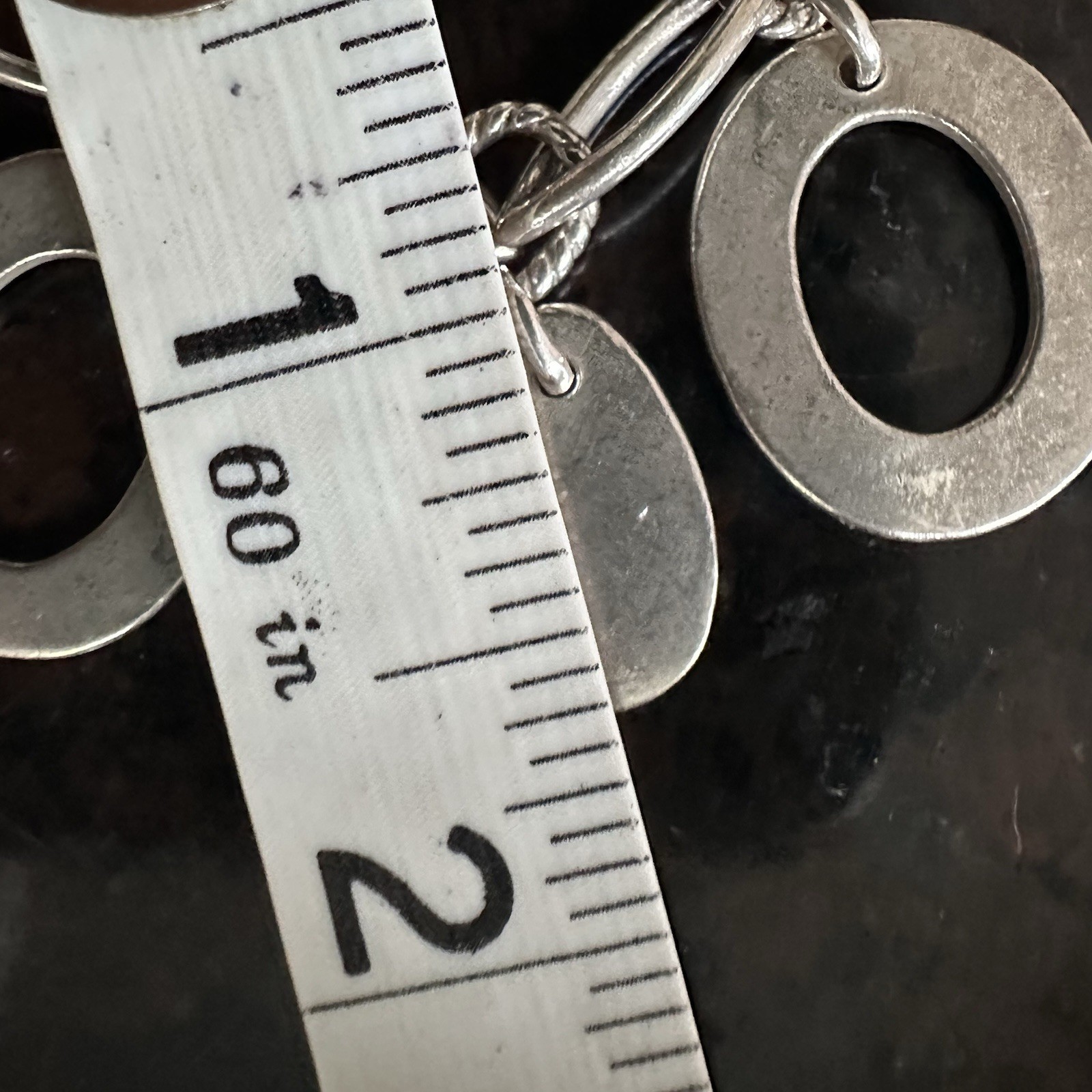 Vintage 925 Sterling Silver Open Oval & Triangle Charm Bracelet 6.75” 30g