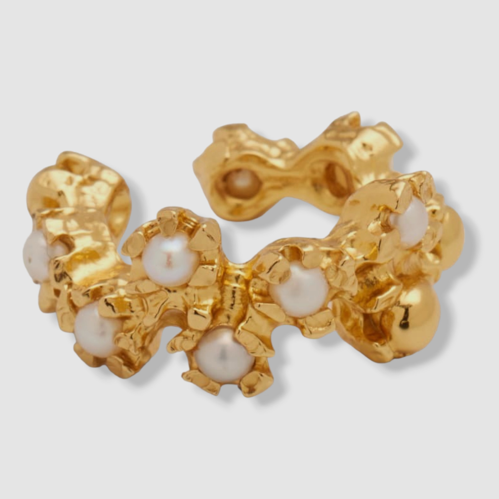 $290 Pacharee Womens 18K Yellow Gold Plated Small Floret Ear Cuff Single Earring